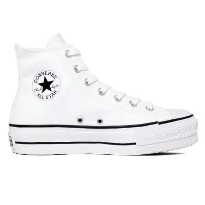 all star plataforma de couro branco