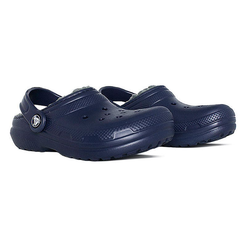 CROCS KIDS CLASSIC LINED CLOG NAVY/CHARCOAL