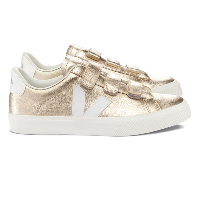 VEJA RECIFE LOGO CHROMEFREE LEATHER PLATINE/WHITE
