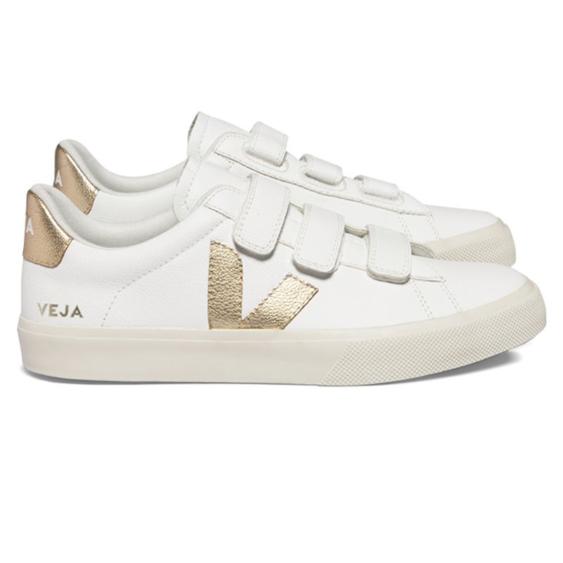 VEJA RECIFE LOGO CHROMEFREE LEATHER PLATINE