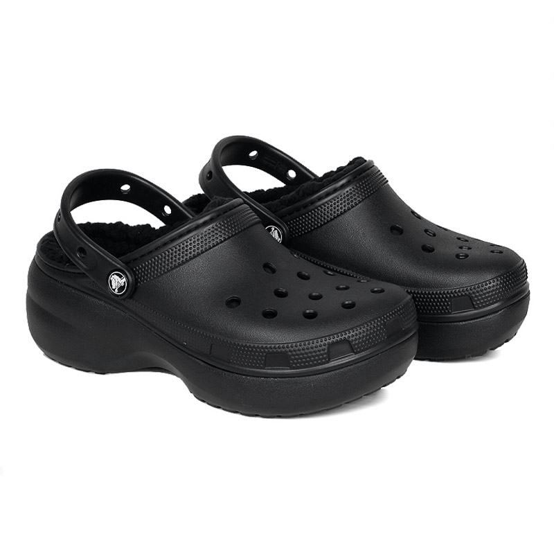 CROCS CLASSIC PLATFORM LINED CLOG BLACK