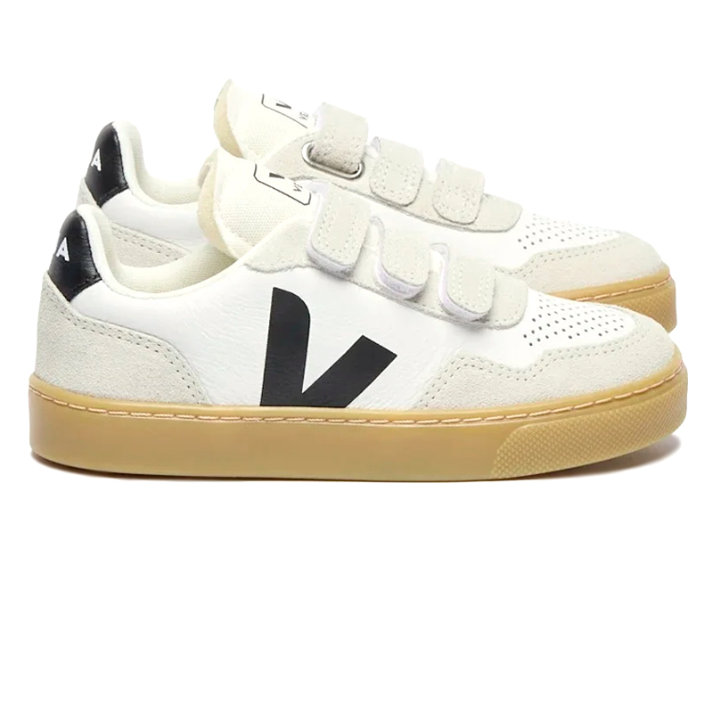 VEJA SMALL V-90 LEATHER WHITE BLACK NATURAL JUNIOR