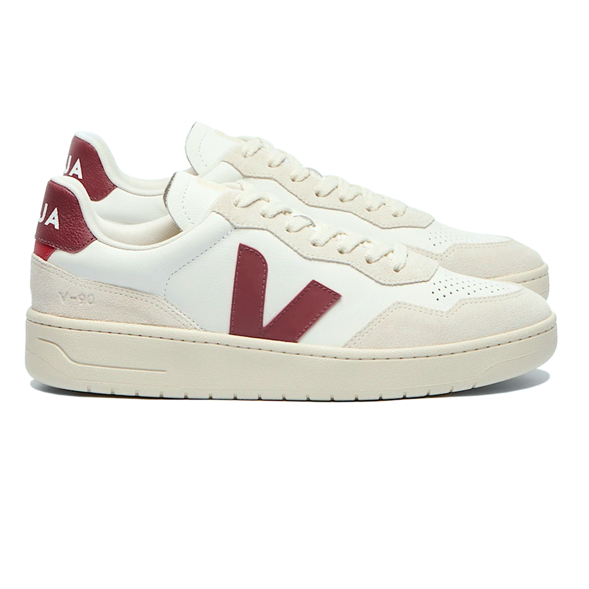 VEJA V-90 OT LEATHER WHITE MARSALA NATURAL