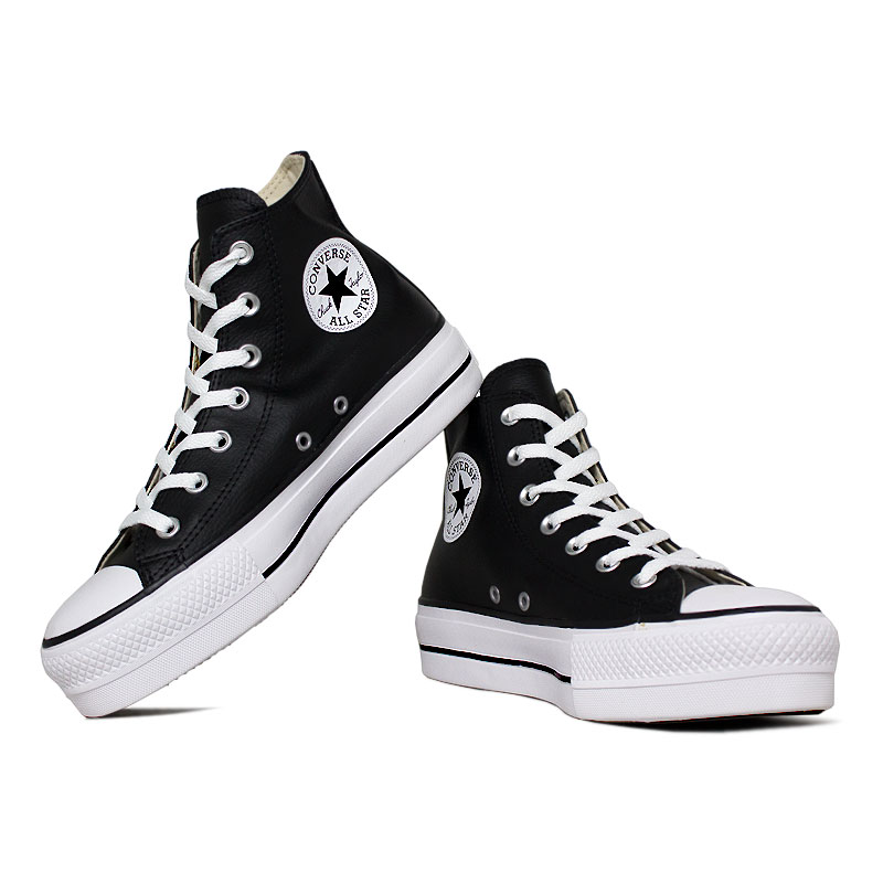 ALL STAR PLATAFORMA ECO LEATHER HI COURO PRETO - Converse é na Convexo!