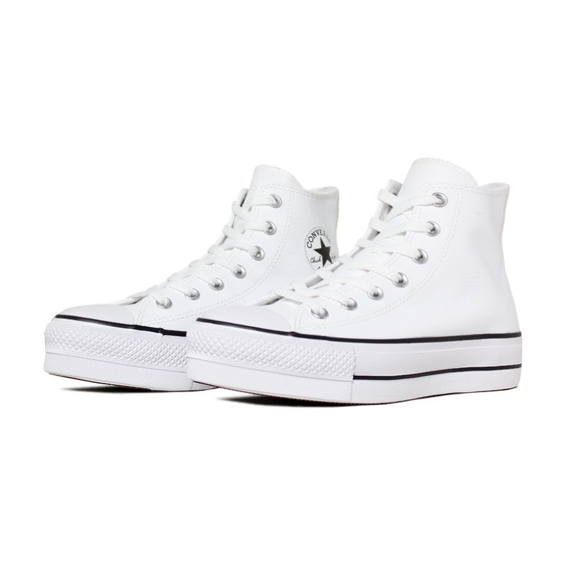 All Star Plataforma Branco Couro 1027-24-8 - Lara Flor Calçados