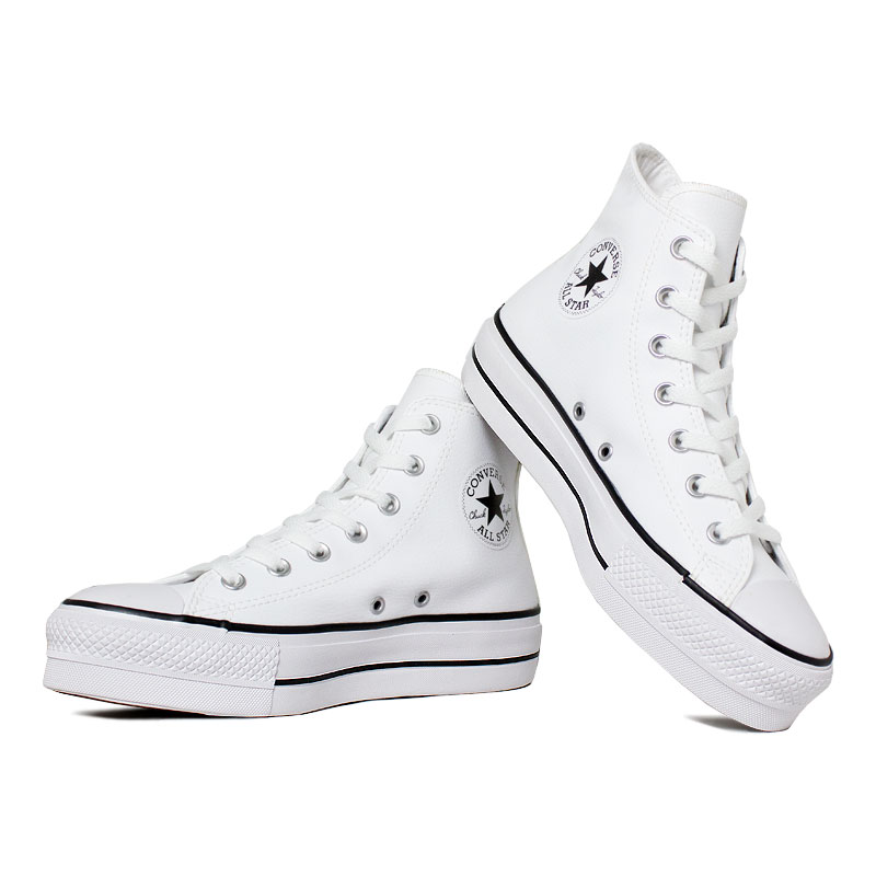 All Star Plataforma Branco Couro 1027-24-8 - Lara Flor Calçados